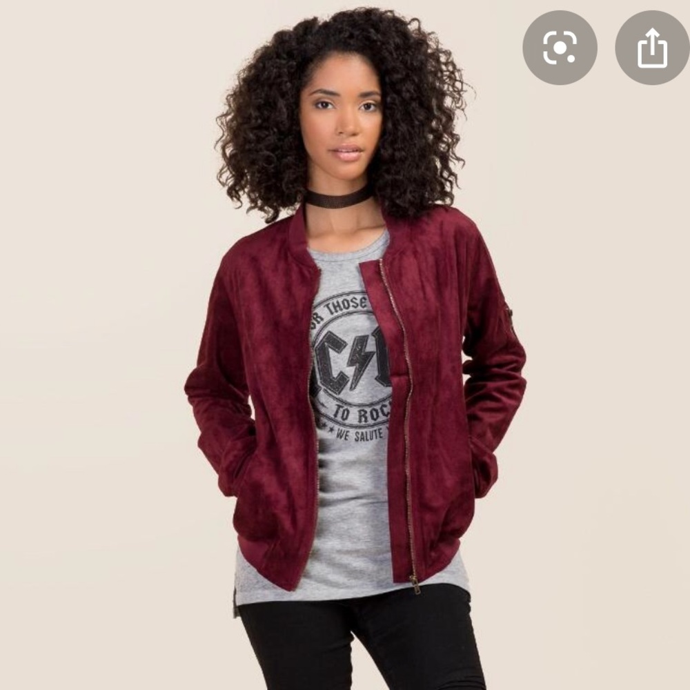 NWOT Francesca’s Faux Suede Bomber Jacket